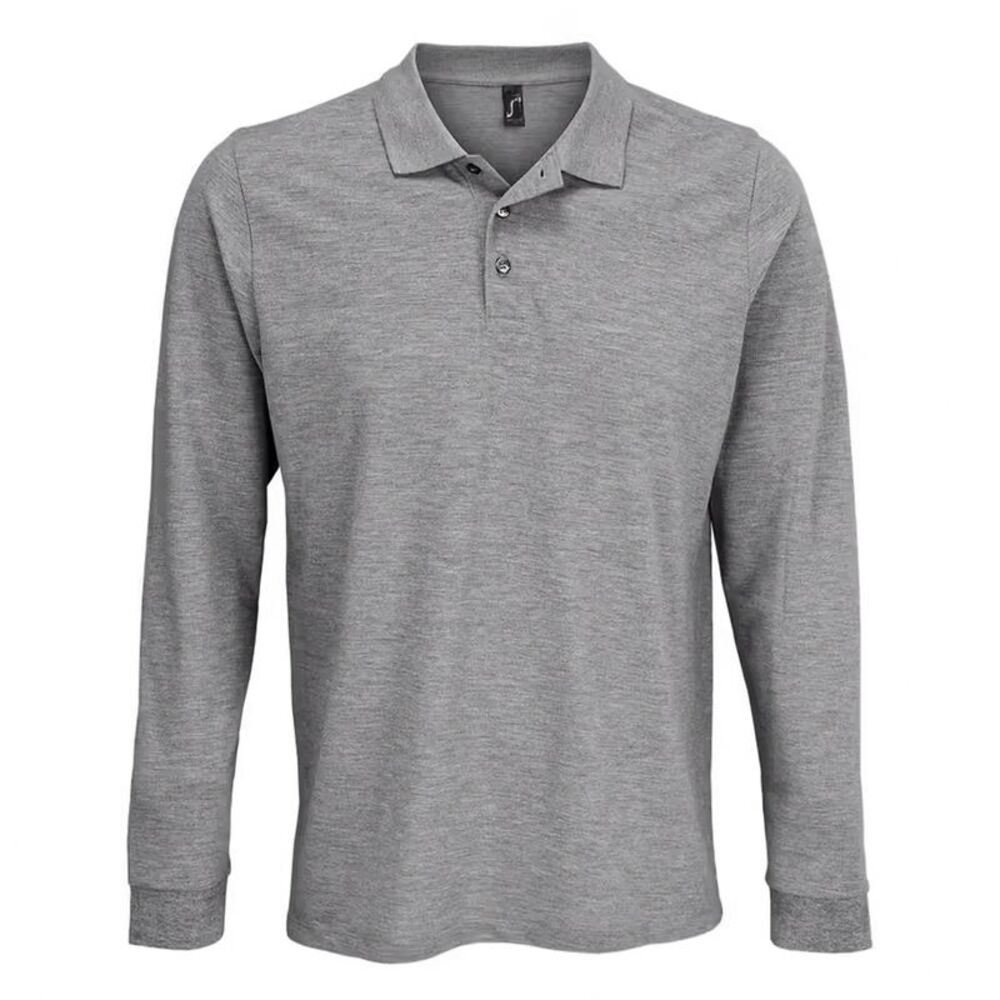SOLS Unisex Adult Polycotton Long-Sleeved Polo Shirt / Grey Melange